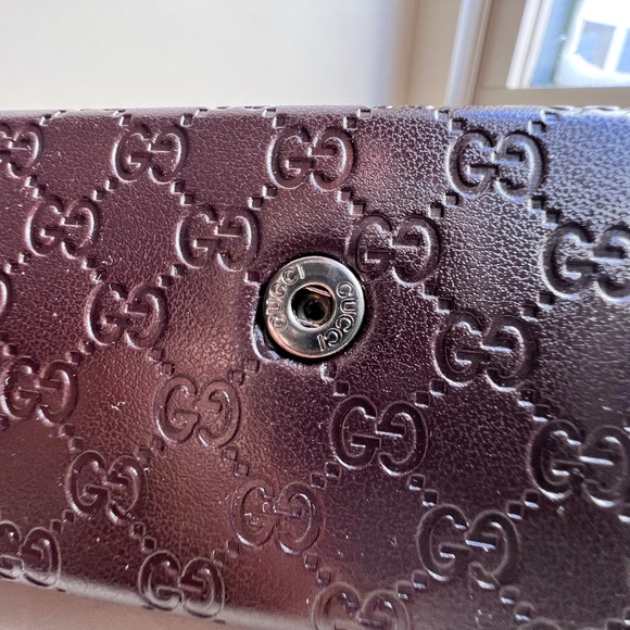 NWOT Gucci Slim Tri-Fold Leather Collapsible Hard Glasses Case - Brown - Picture 4 of 7